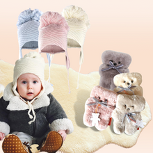 Load image into Gallery viewer, Winter Bundle – Sheepskin Rug + Little Cuddle Bear + Merino Wool Hat
